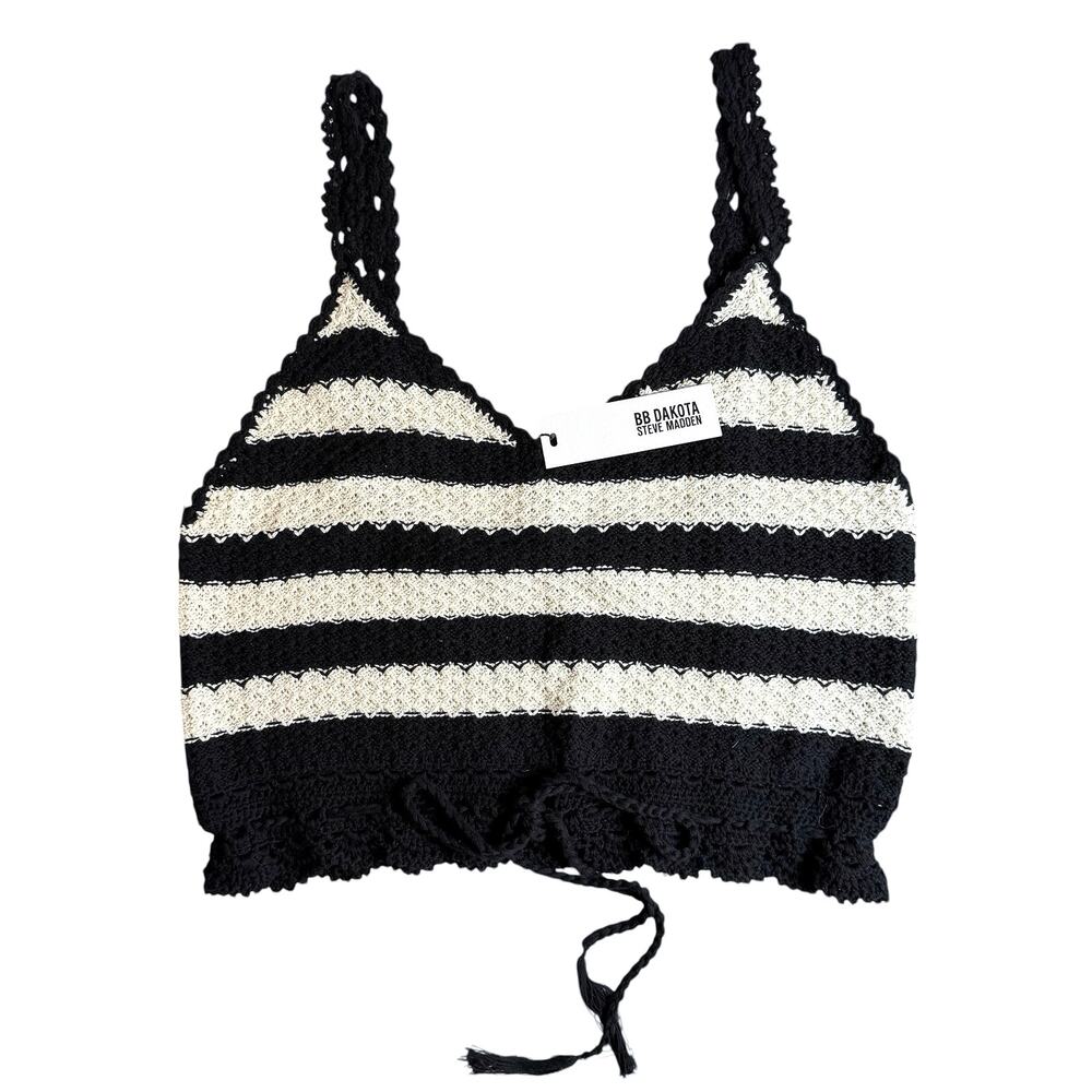 BB Dakota Steve Madden Striped Crochet Crop Top NWT 100% Cotton Women’s Medium